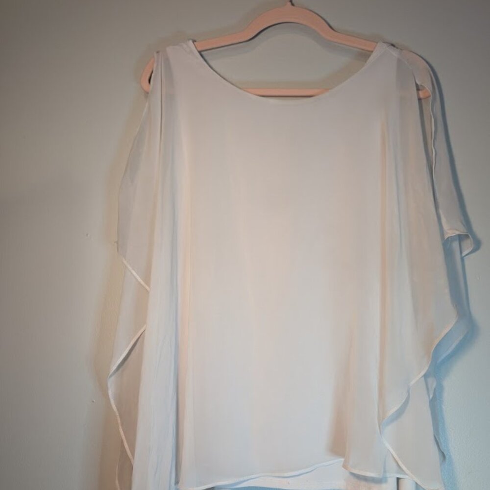Coco Bianco Blouse Off White Top Size XL Layered Flowy
